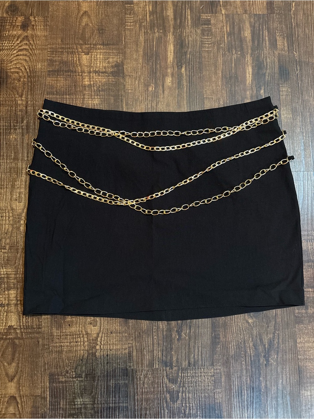 Zara Black Mini Skirt with Gold Chain Drapes